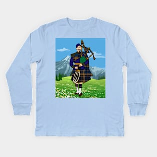 Scot With Bagpack Music Culture Kids Long Sleeve T-Shirt